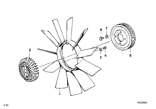 1993 BMW 325i Cooling System - Fan / Fan Coupling Diagram