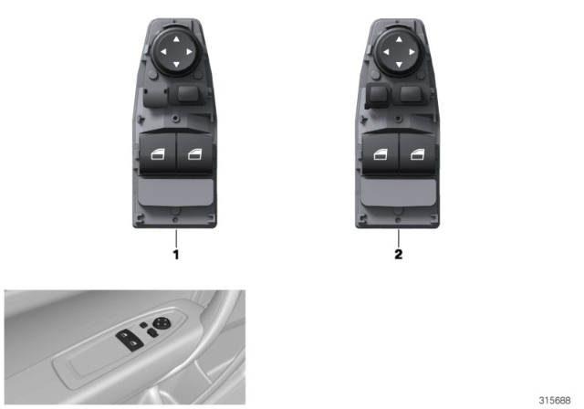2015 BMW 428i Switch, Window Lifter, Driver's Side Diagram 1