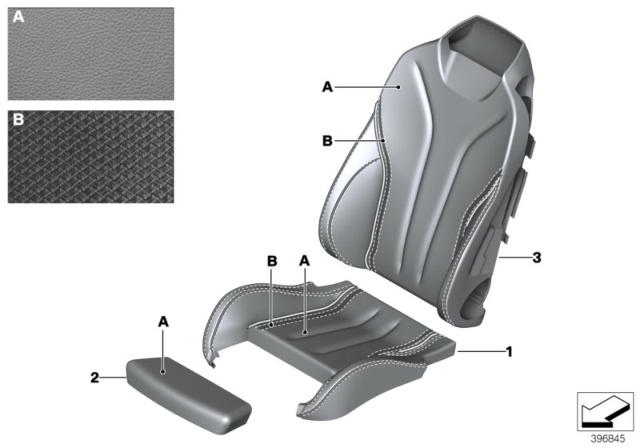 2014 BMW 428i Individual Sports Seat Cover, Front Diagram