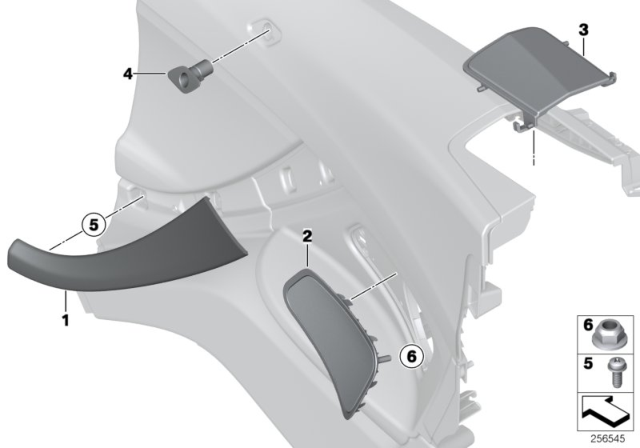 2016 BMW 640i Mounting Parts, Side Trim Panel, Rear Diagram