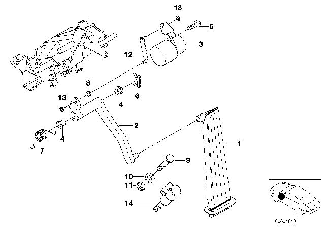 2001 BMW 740i Pedal Sensor Diagram for 12721712009