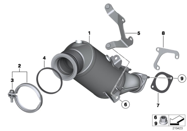 2011 BMW 335i xDrive Exchange Catalytic Converter Close To Engine Diagram for 18307597063
