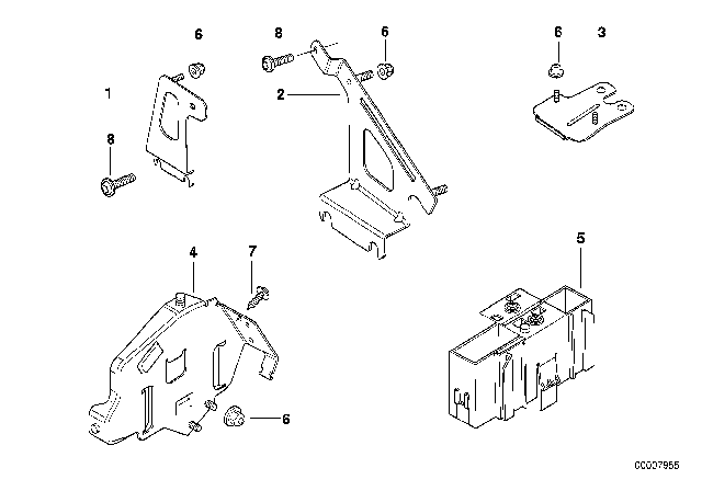 2001 BMW 740iL Bracket For Body Control Units And Modules Diagram