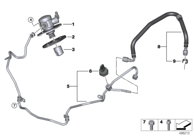 2020 BMW M8 High-Pressure Pump / Tubing Diagram