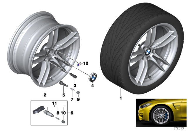 2016 BMW M4 Wheel Electronics Module, Rdc 433Mhz Diagram for 36106798872