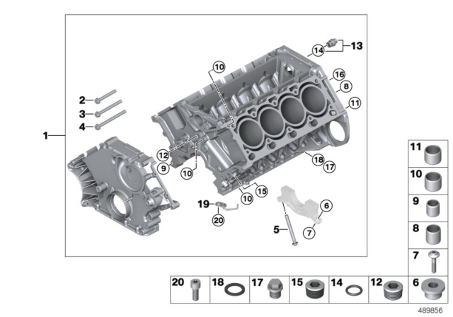 2008 BMW 550i Engine Block & Mounting Parts Diagram 1