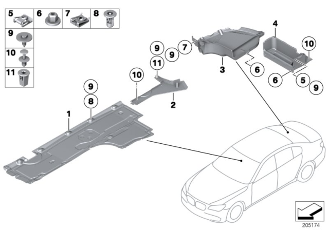 2014 BMW 740i Underbody Paneling Diagram 2