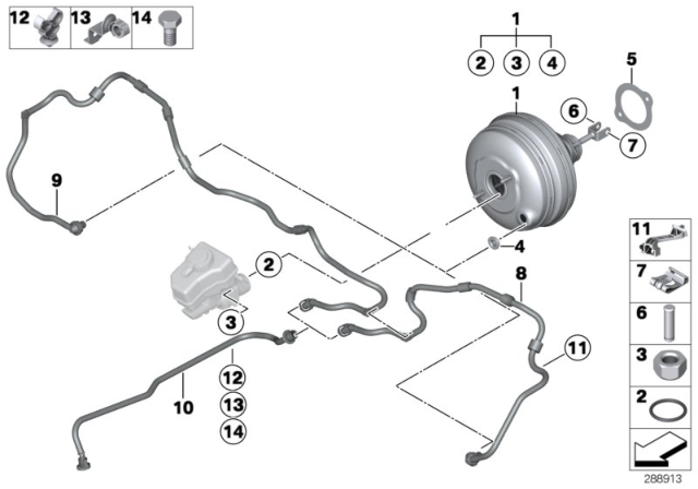 2013 BMW 640i Power Brake Booster Master Cylinder Diagram for 34336790454