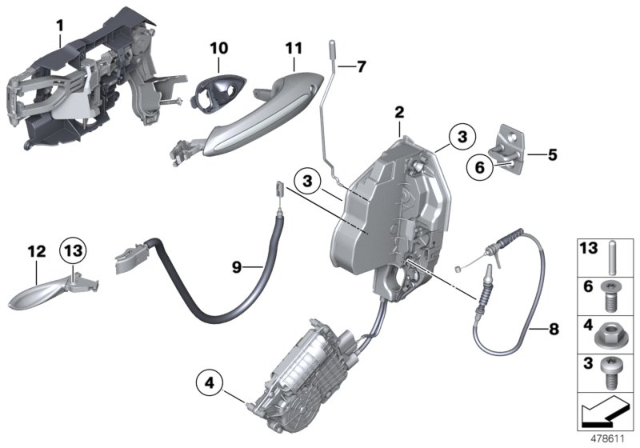 2015 BMW 550i Locking System, Door Diagram 1