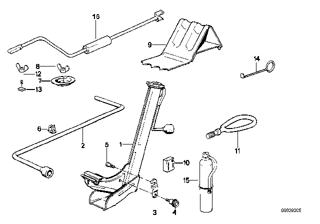 1989 BMW 325i Tool Kit / Lifting Jack Diagram
