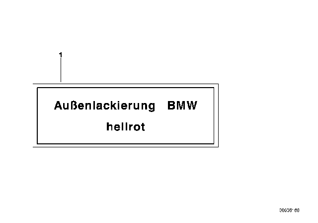 1978 BMW 633CSi Label Outer Paint Plain Colour Diagram