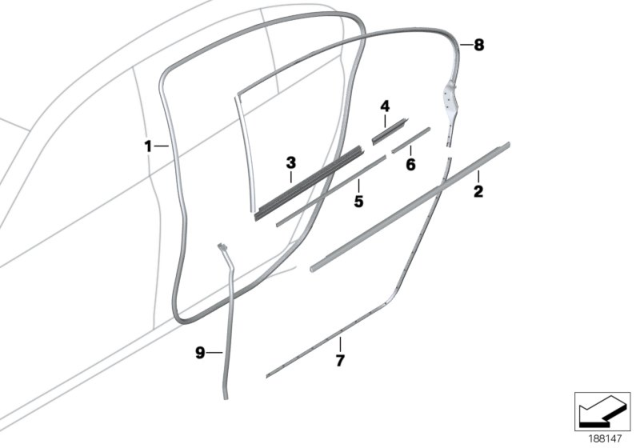 2015 BMW 750Li Trims And Seals, Door Diagram 4