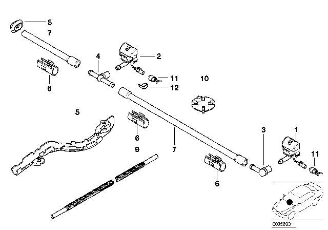 2005 BMW 325i Single Parts For Windshield Cleaning Diagram