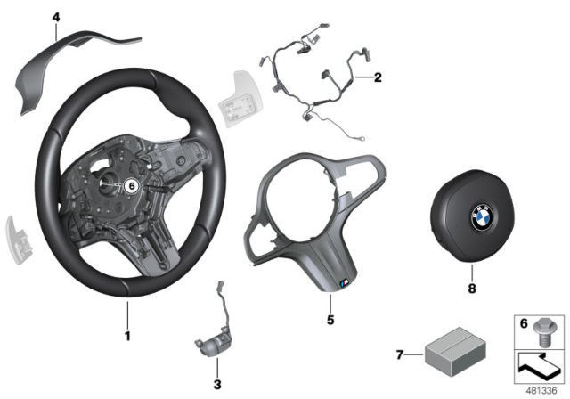 2019 BMW 640i xDrive Gran Turismo Steering Wheel Leather Diagram for 32308008186
