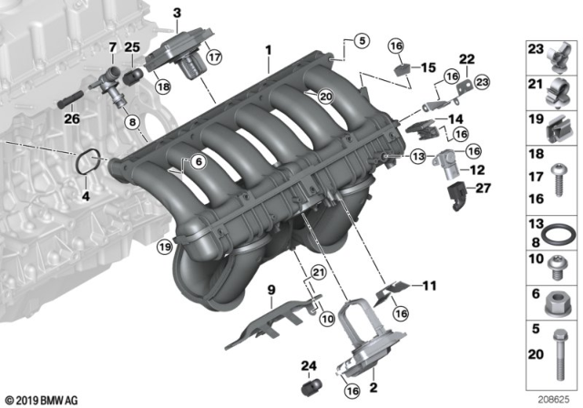 2007 BMW 525xi Intake Manifold Diagram for 11617559524