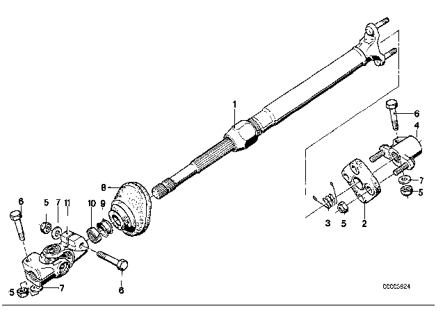 1993 BMW 740i Steering Column - Lower Joint Assy Diagram 1