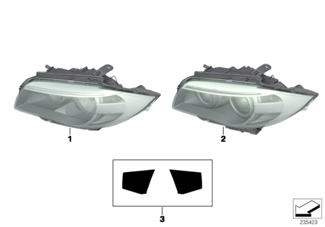 2012 BMW 128i Headlight Headlamp Assembly Diagram for 63117273836