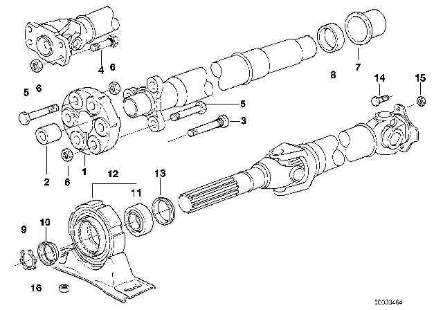 1994 BMW 325i Drive Shaft-Center Bearing-Universal Joint Diagram