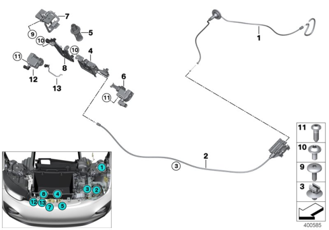 2020 BMW i3 Engine Bonnet, Closing System Diagram