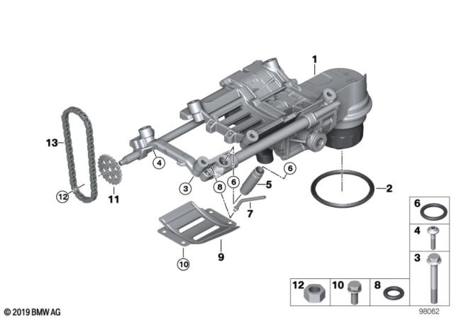 2002 BMW 745Li Lubrication System / Oil Pump With Drive Diagram