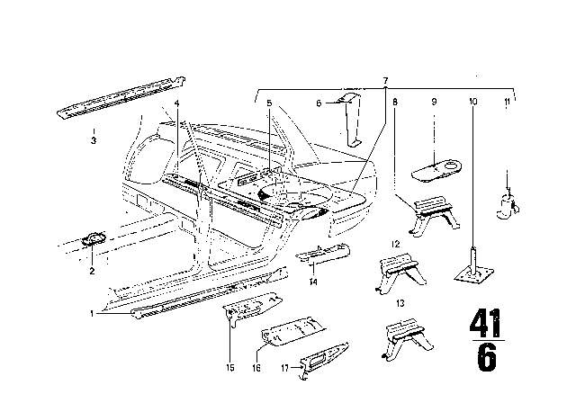 1974 BMW Bavaria Mounting Parts For Trunk Floor Panel Diagram