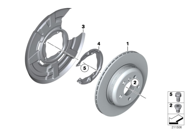 2015 BMW 550i Rear Wheel Brake / Brake Disc Diagram