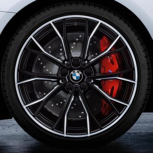 BMW 20-Inch M Performance Double-spoke 669M Complete Performance Wheel and Tire Set - Bi-color Jet Black Matte and Gloss-Milled 36115A19D97