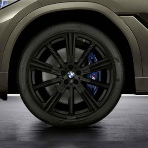 BMW 22 Inch M Performance Star Spoke Style 749M Jett Black Matte Complete Summer Wheel and Tire Set 36112459621