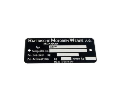 BMW 51144631012 Type Plate