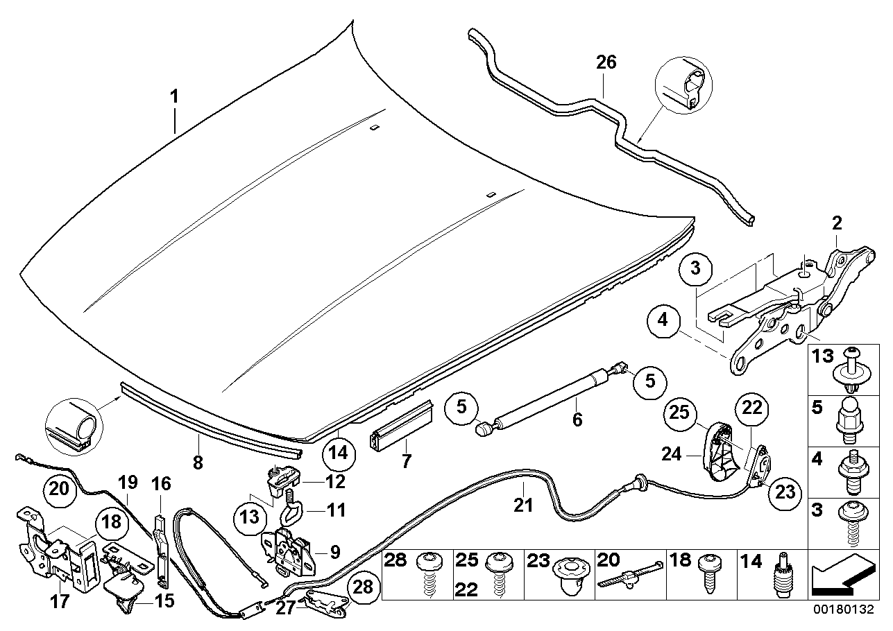 BMW 51237184959 Engine Hood Mechanism