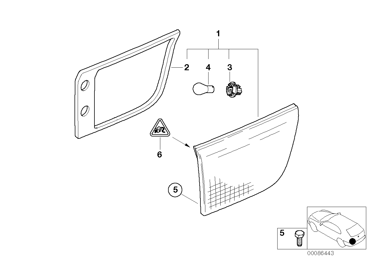 BMW 63216908288 Gasket, Rear Light, Trunk Lid, Right