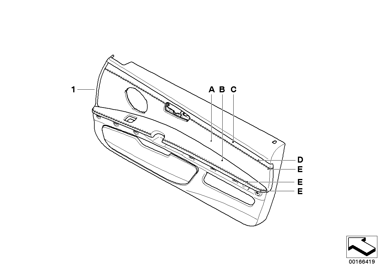 BMW 51417965668 Door Lining Leather Right