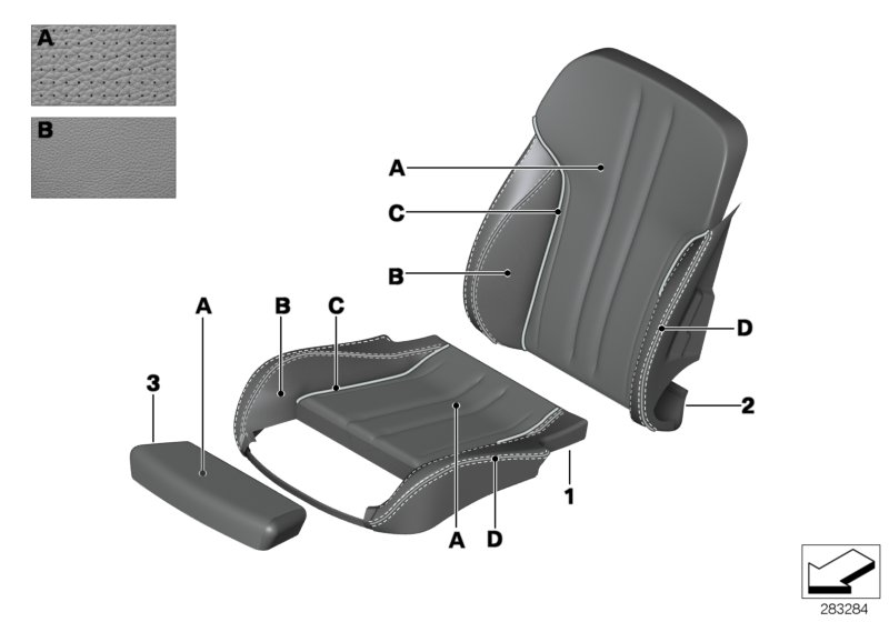 BMW 52108025073 Cover, Comfort Backrest., A/C Leather, Left