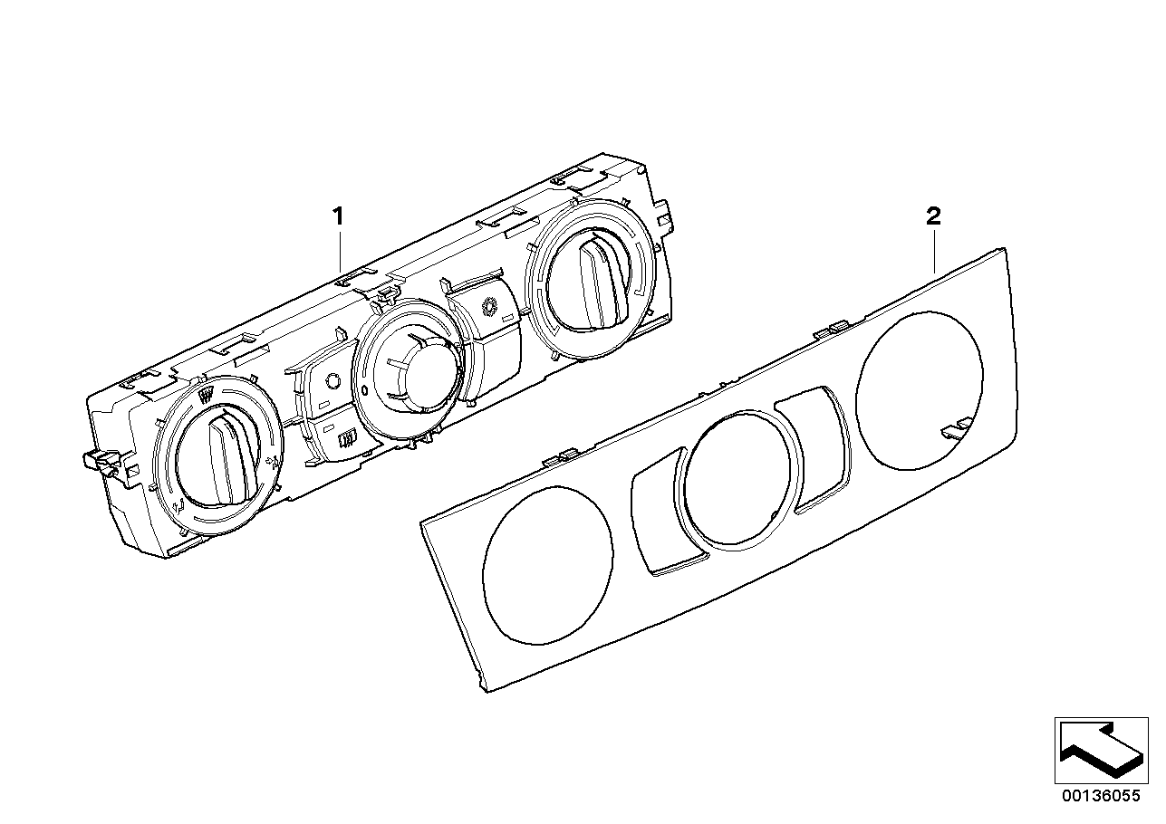 BMW 64116966405 Front Plate Of Controls Air Conditioner