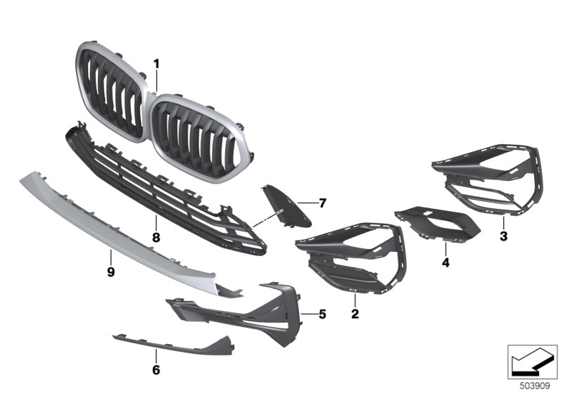 BMW 51117954253 TRIM ON GRILL, SIDE, LEFT