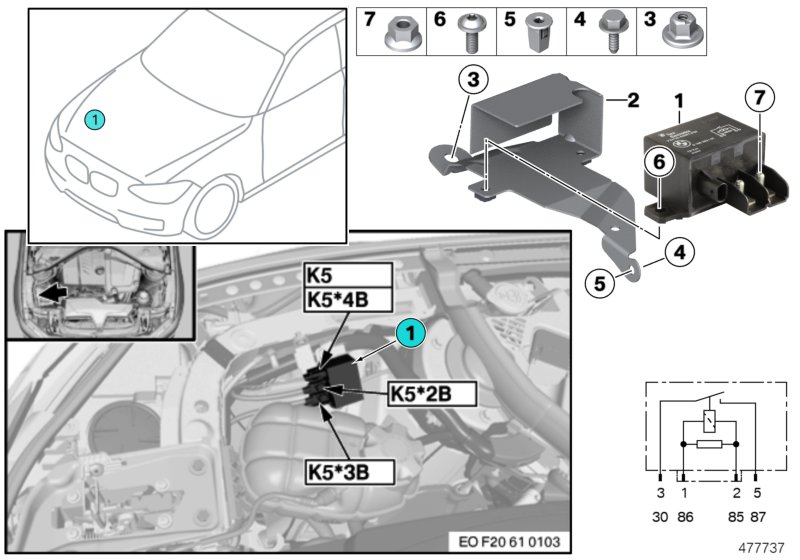 BMW 61139383701 BRACKET RELAY FAN