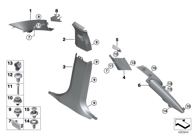 BMW 51447424541 DEFORMATION PANEL, A-PILLAR