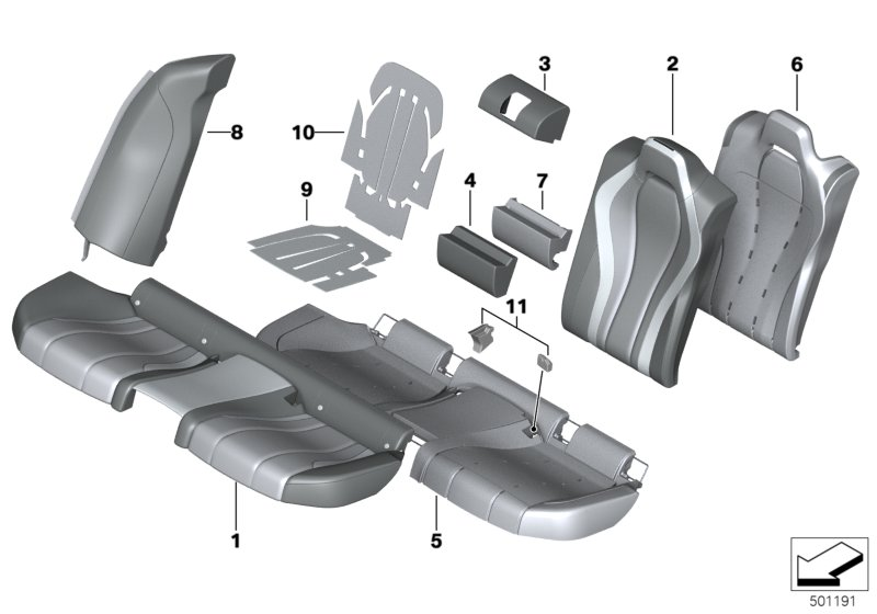 BMW 52209498789 COVER, BACKREST, CENTER, LEA