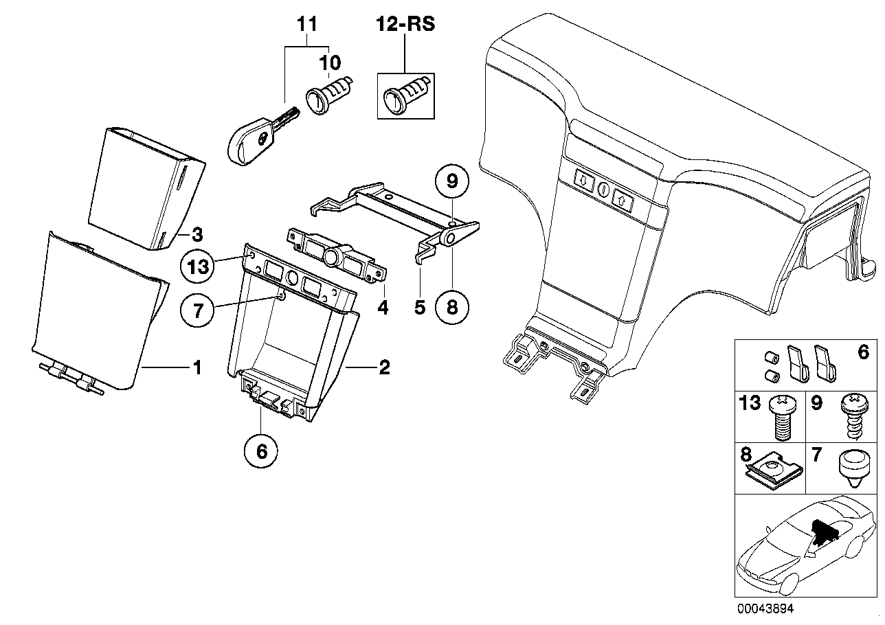 BMW 51168399078 Diverse Small Parts For Hinged Compartment