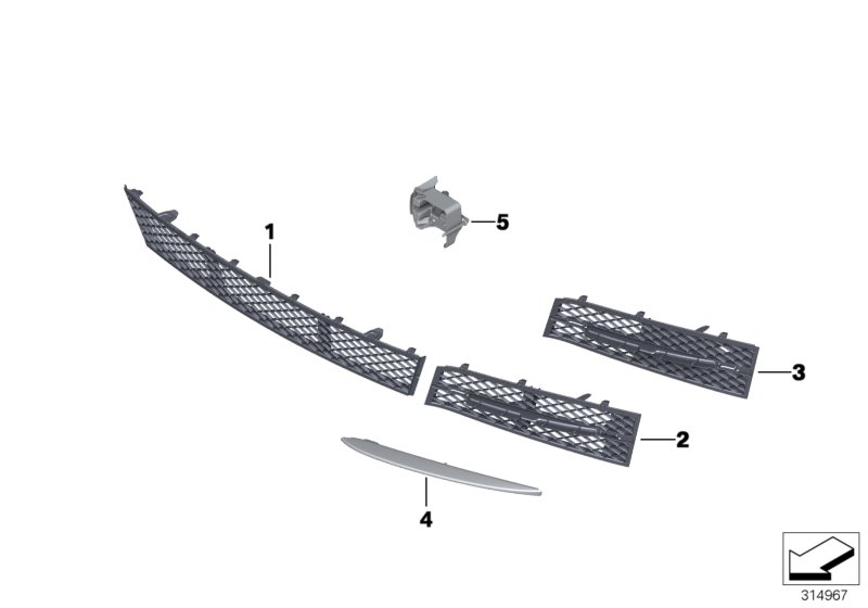 BMW 51117200700 Grille, Air Inlet, Partly Closed, Right