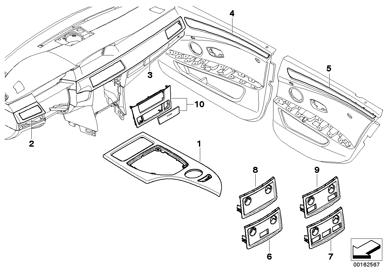 BMW 51167967177 Decorating Panel With Oddments Tray