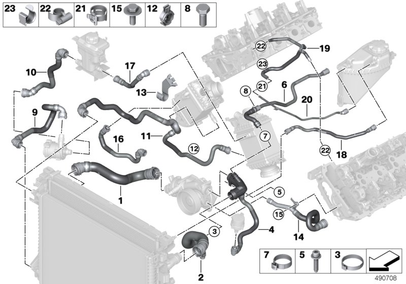 BMW 17129894581 PIPE, EXPANSION TANK-CYLINDE