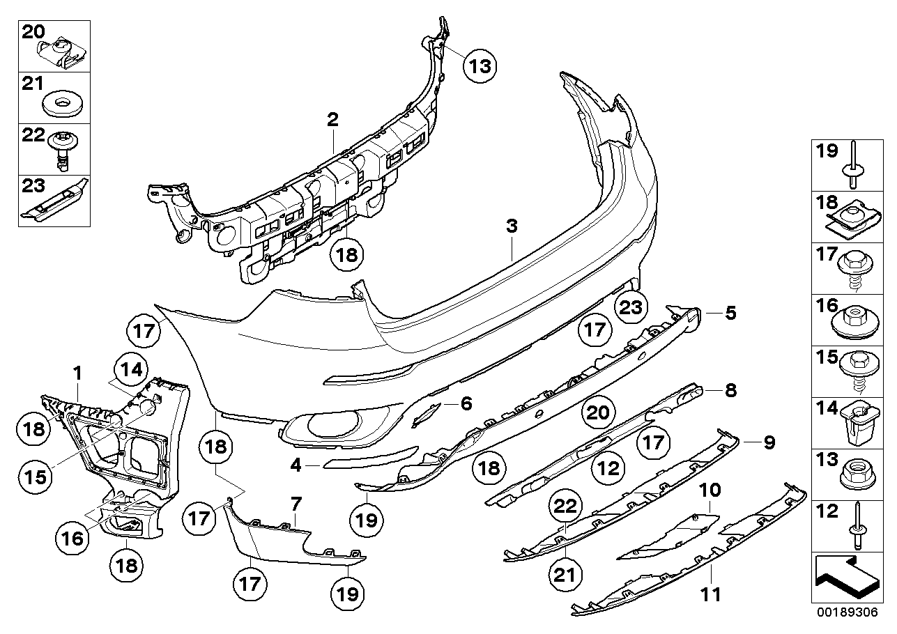 BMW 51122413990 Set, Mounting Parts, Bumper, Rear