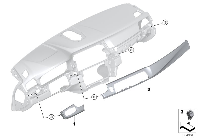 BMW 51459292291 COVER, DASHBOARD, ALUMINIUM