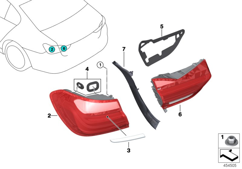 BMW 63212583245 Rear Light In Trunk Lid, Left