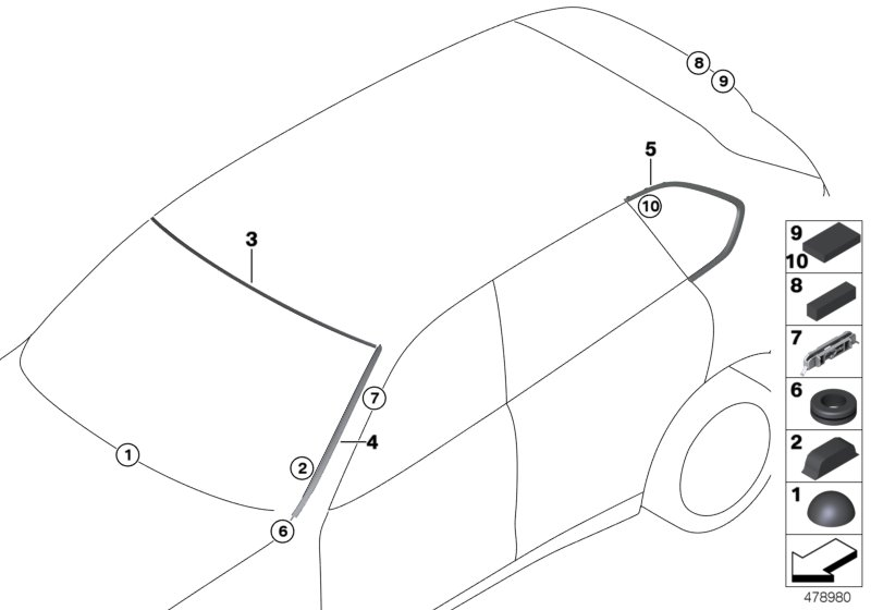 BMW 51377289728 Finisher, Side Window, Rear Right