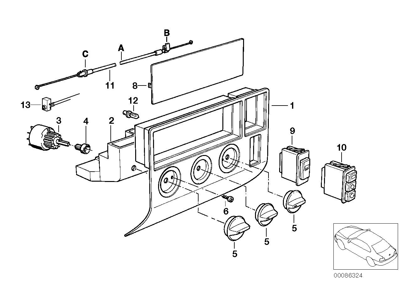 BMW 64228367779 Bowden Cable Temperature Control