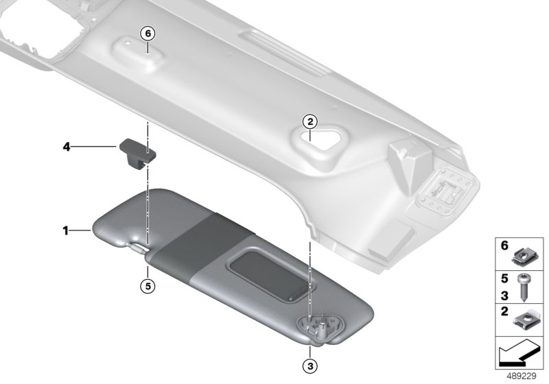 BMW 51167465747 LEFT SUN VISOR