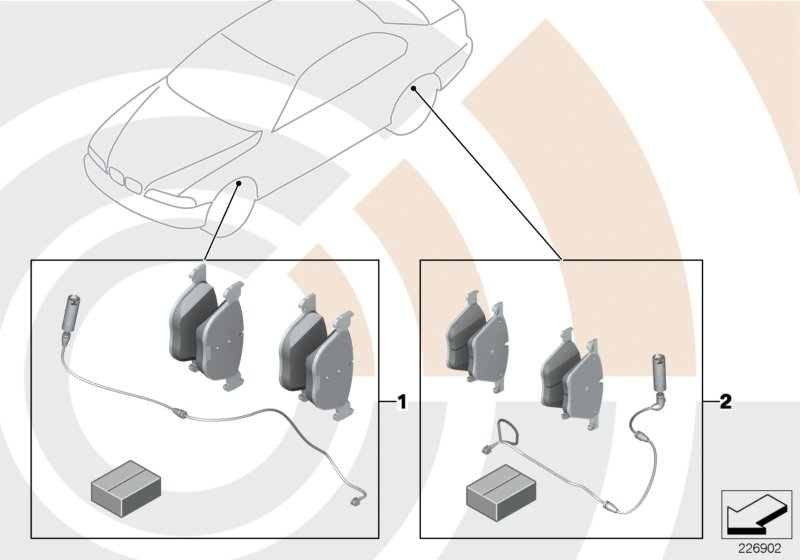 BMW 34112157589 Set, Brake Pads, With Brake-Pad Sensor