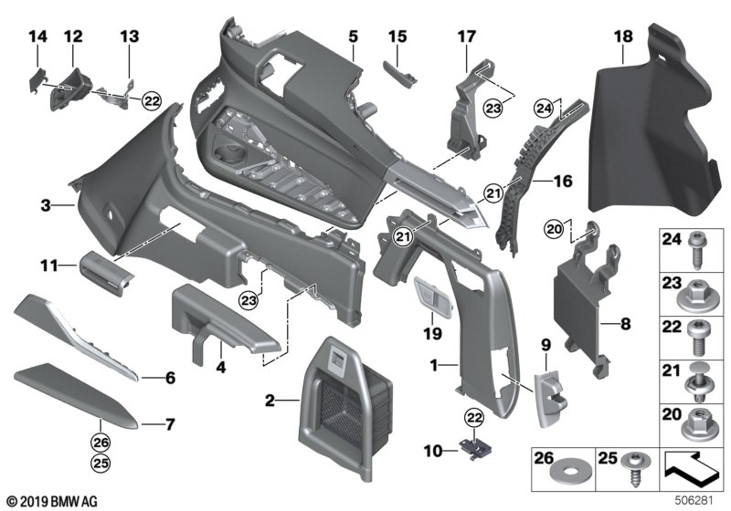 BMW 51479892364 TRIM PANEL, TRUNK, TOP, RIGH